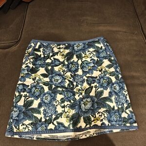 LOFT Floral Mini Skirt in Blue and Cream